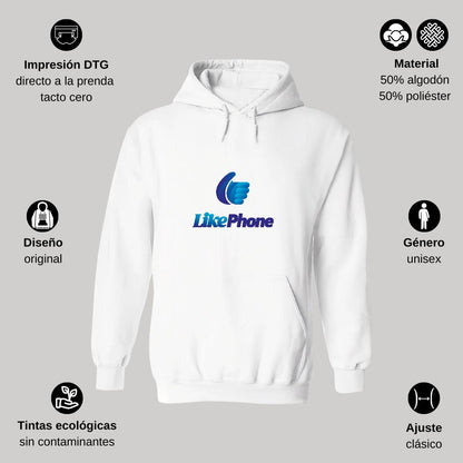 Sudadera c/Capucha Unisex Blanco Personalizable Logo