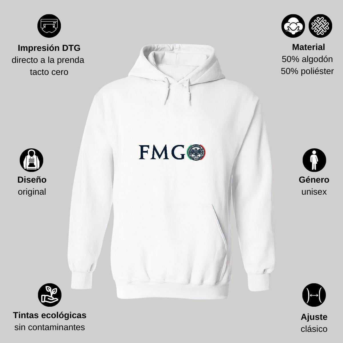 Sudadera c/Capucha Unisex Blanco Personalizable Logo