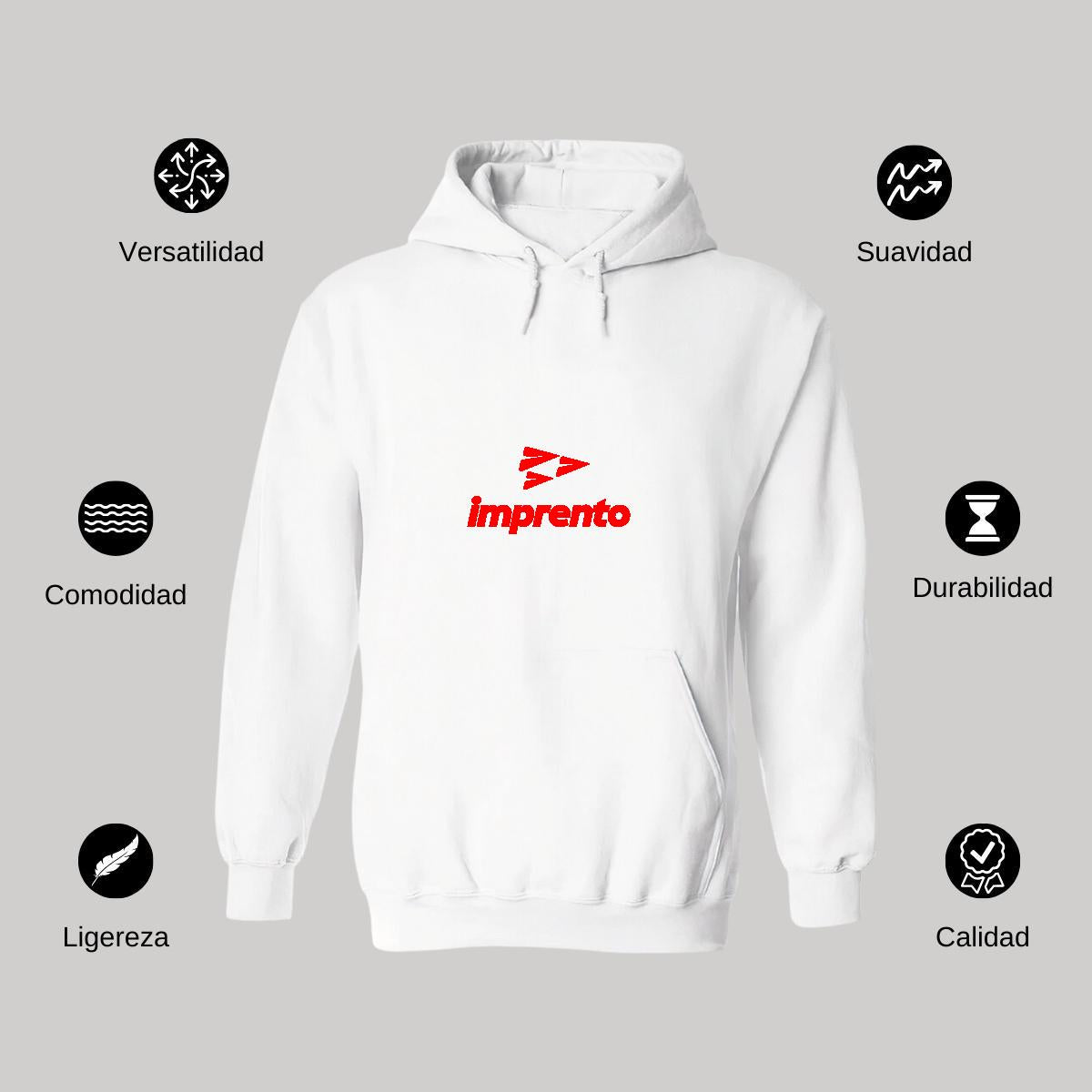 Sudadera c/Capucha Unisex Blanco Personalizable Logo