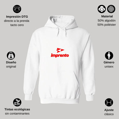 Sudadera c/Capucha Unisex Blanco Personalizable Logo