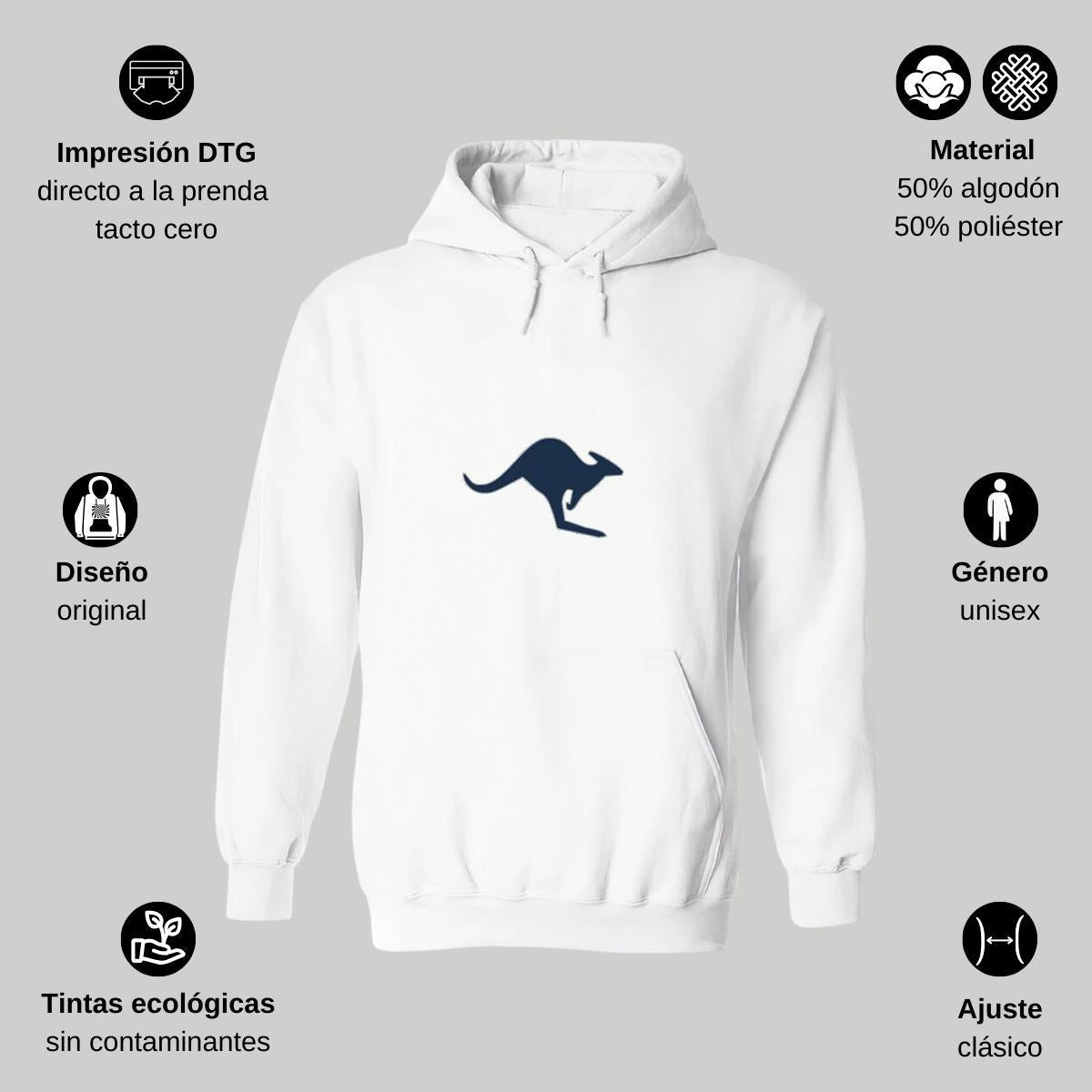 Sudadera c/Capucha Unisex Blanco Personalizable Logo