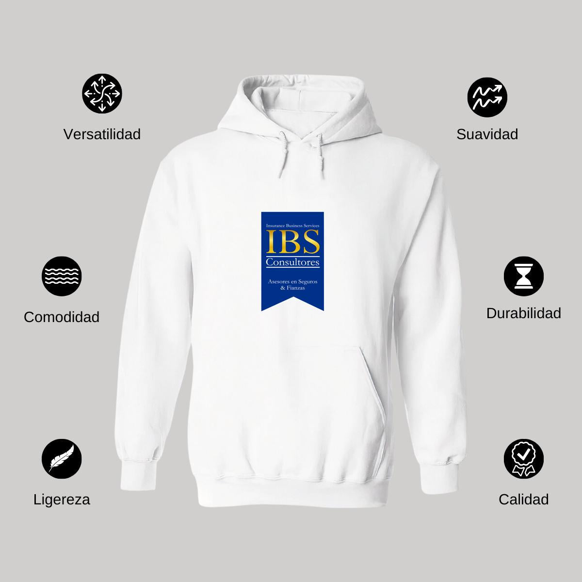 Sudadera c/Capucha Unisex Blanco Personalizable Logo