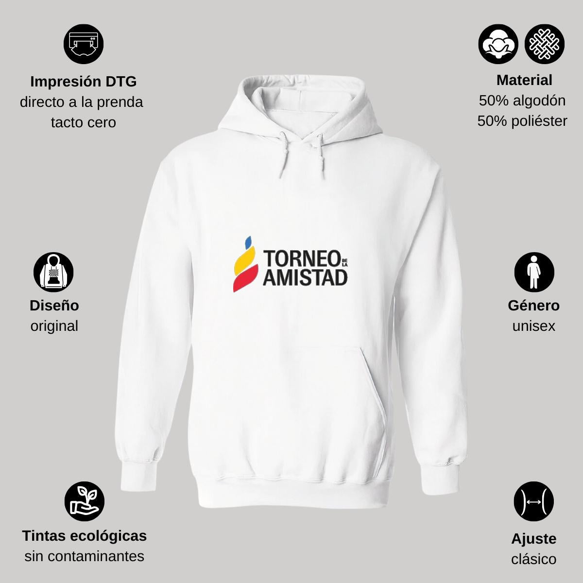 Sudadera c/Capucha Unisex Blanco Personalizable Logo