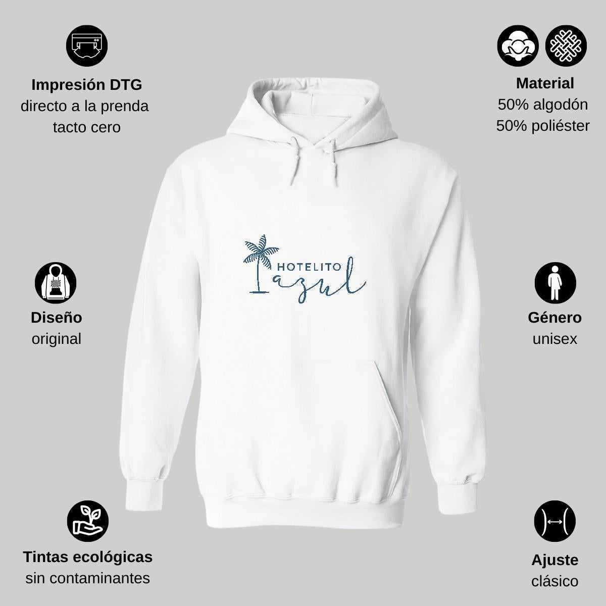 Sudadera c/Capucha Unisex Blanco Personalizable Logo