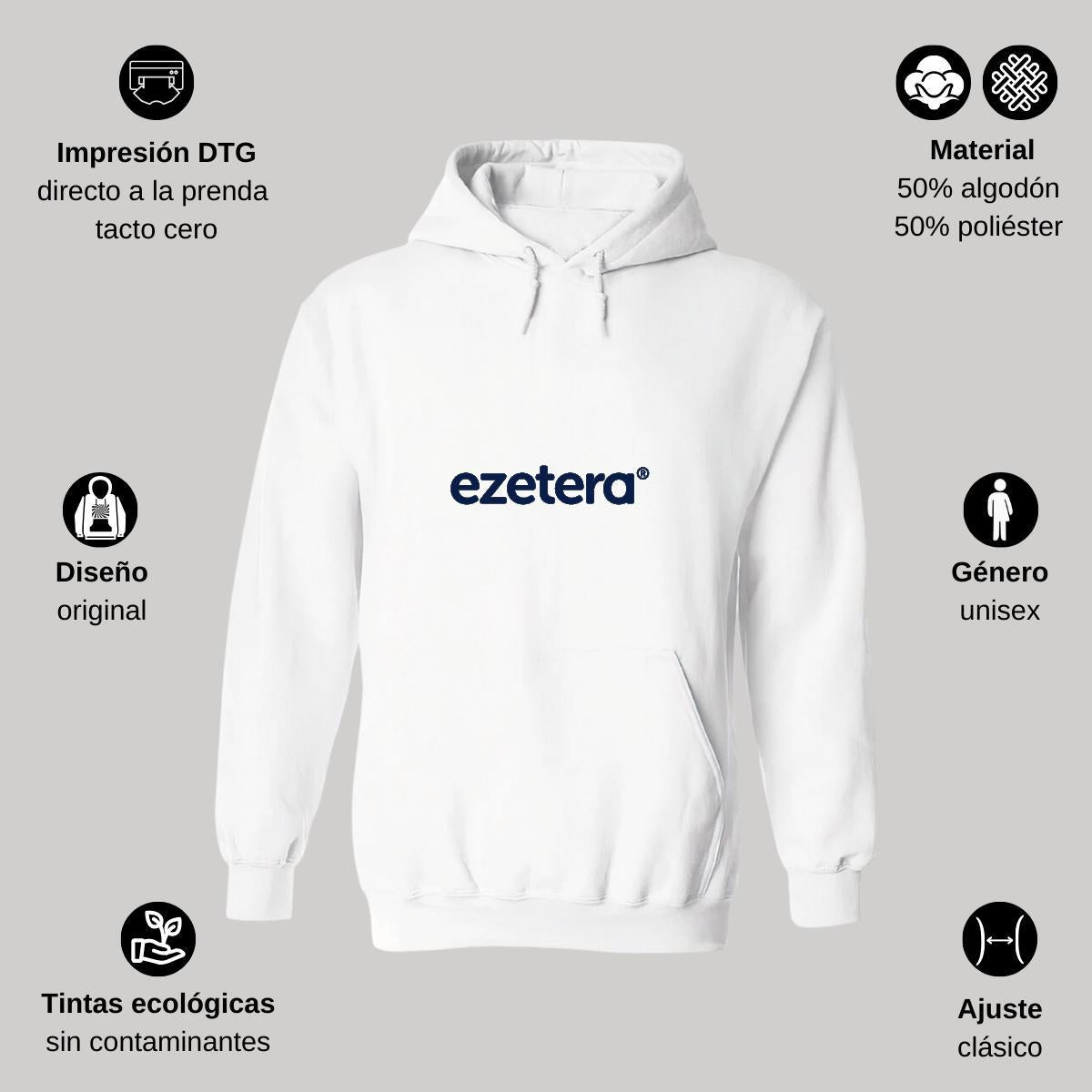Sudadera c/Capucha Unisex Blanco Personalizable Logo