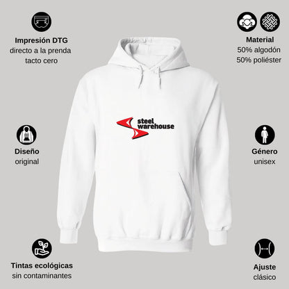 Sudadera c/Capucha Unisex Blanco Personalizable Logo