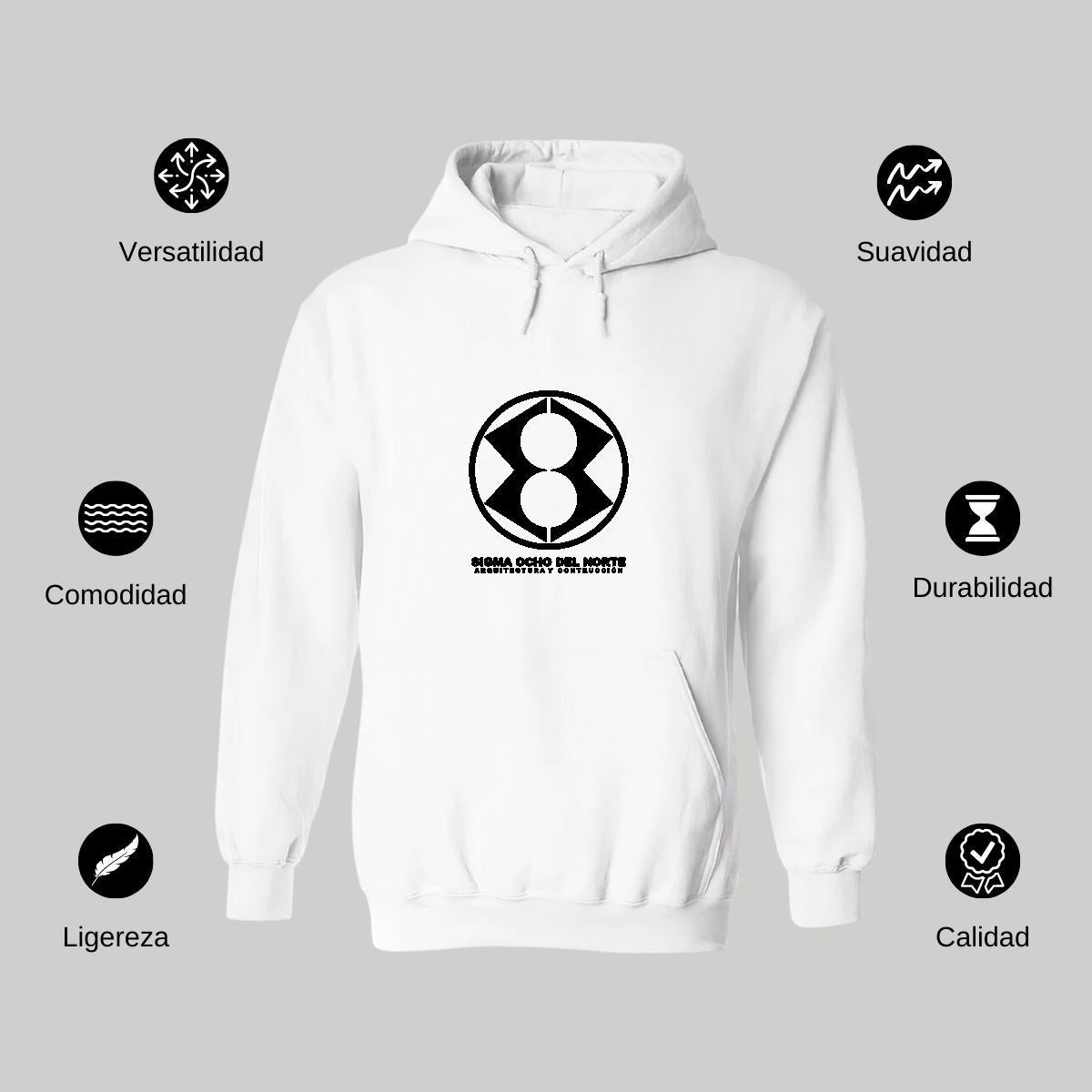 Sudadera c/Capucha Unisex Blanco Personalizable Logo
