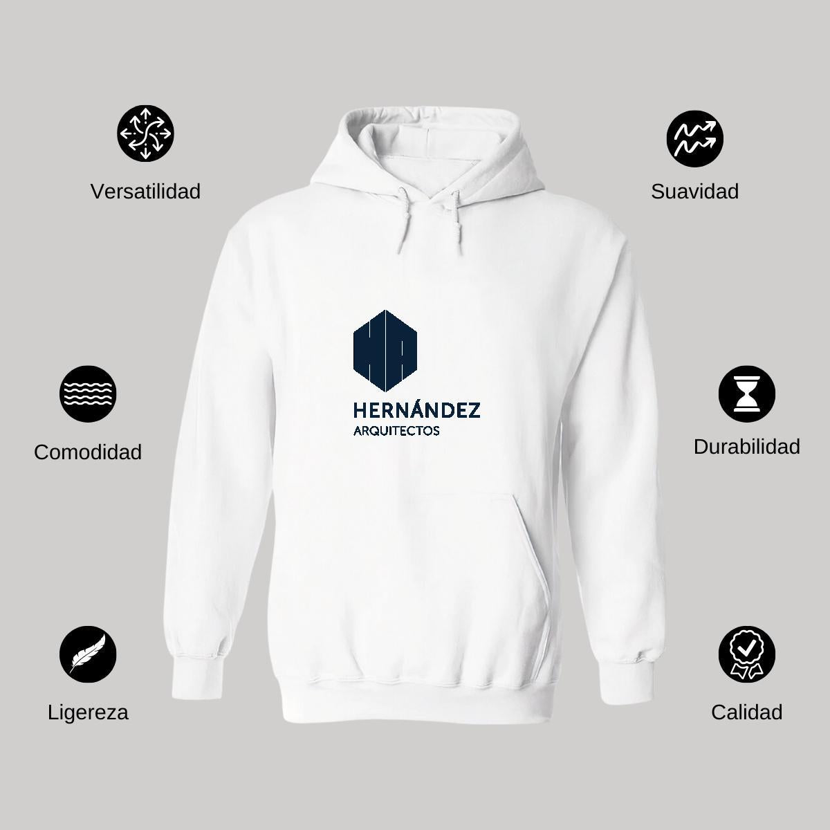 Sudadera c/Capucha Unisex Blanco Personalizable Logo