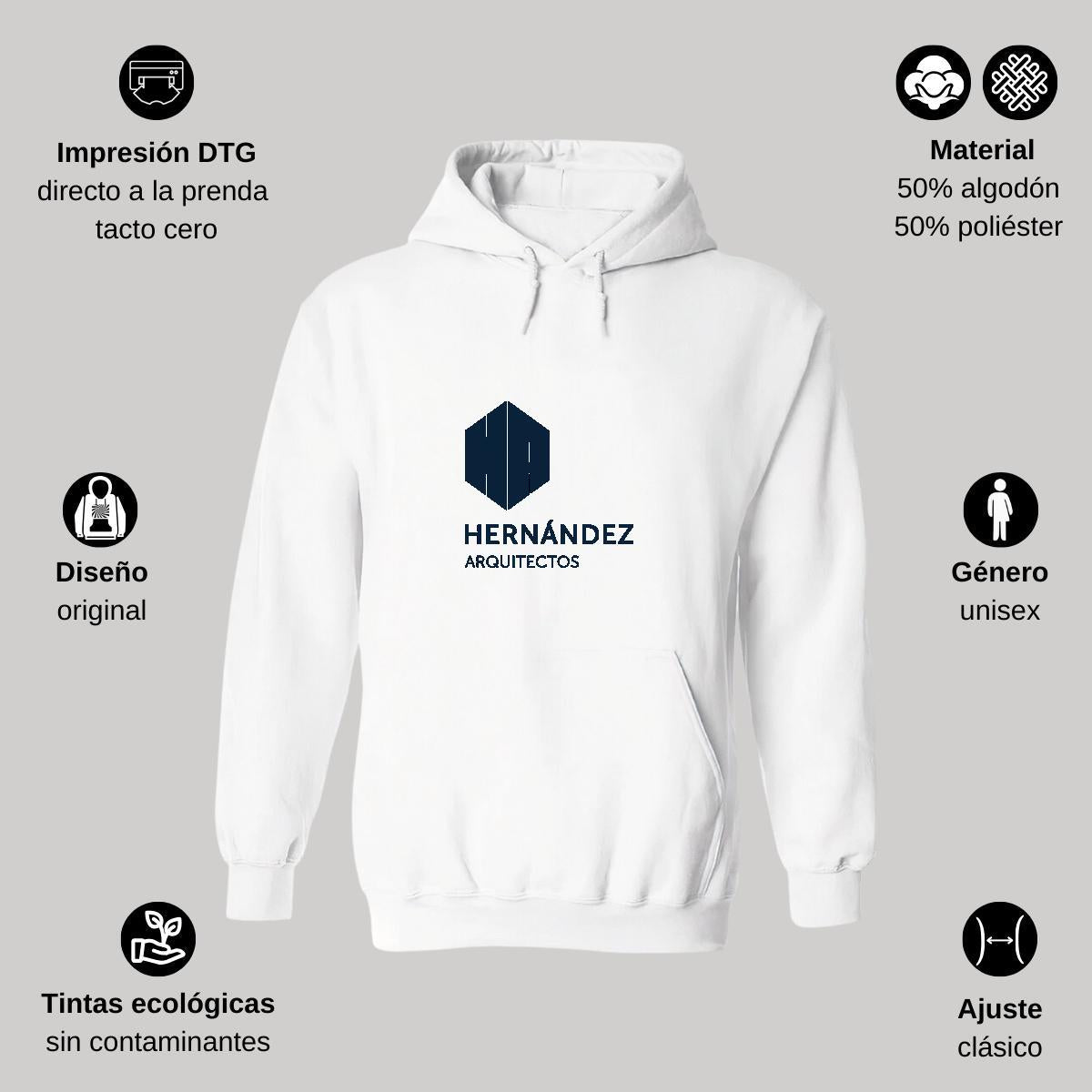 Sudadera c/Capucha Unisex Blanco Personalizable Logo