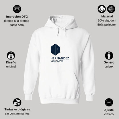 Sudadera c/Capucha Unisex Blanco Personalizable Logo