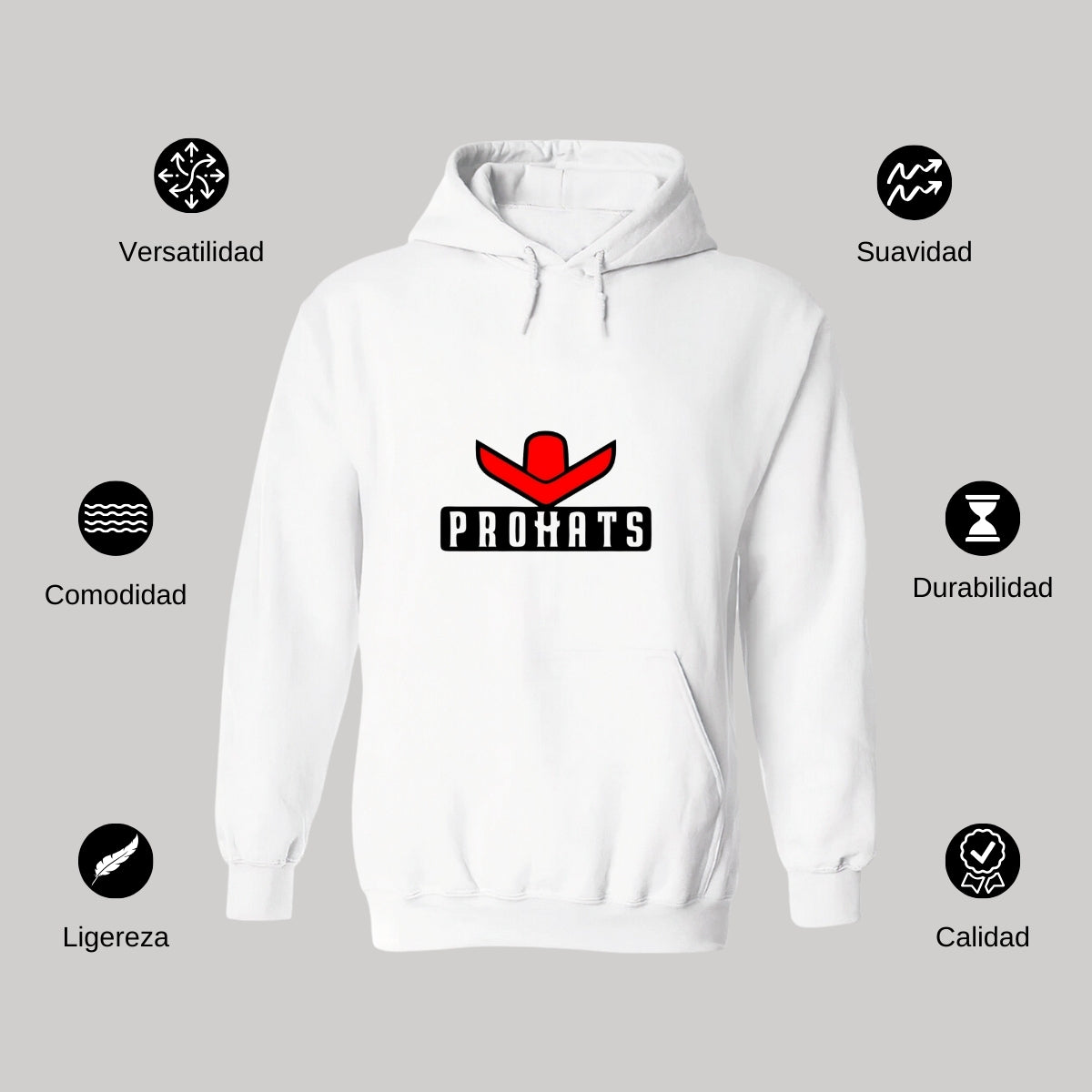 Sudadera c/Capucha Unisex Blanco Personalizable Logo