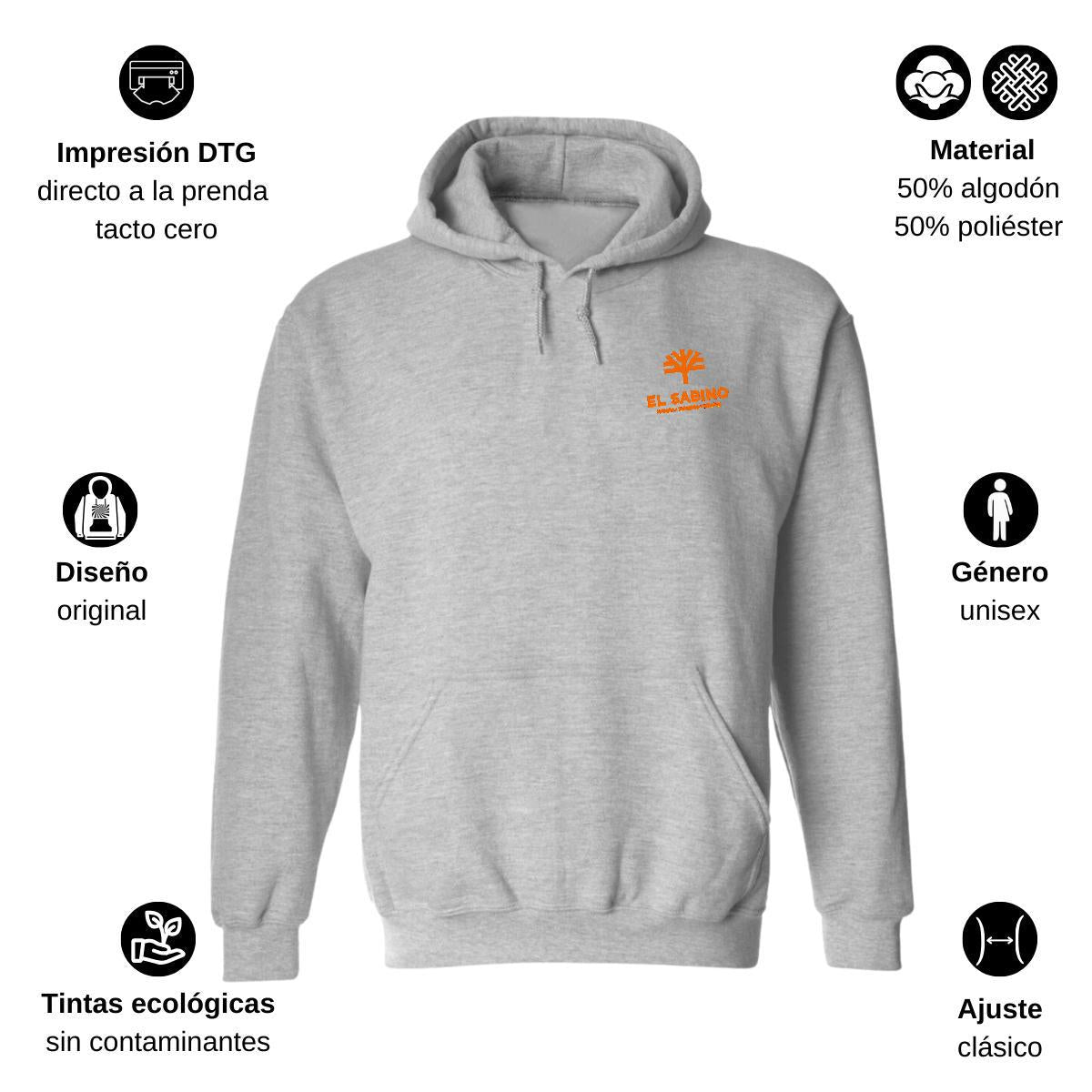 Sudadera c/Capucha Unisex Gris Personalizable Escudo
