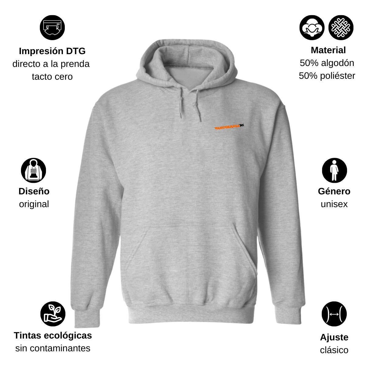 Sudadera c/Capucha Unisex Gris Personalizable Escudo