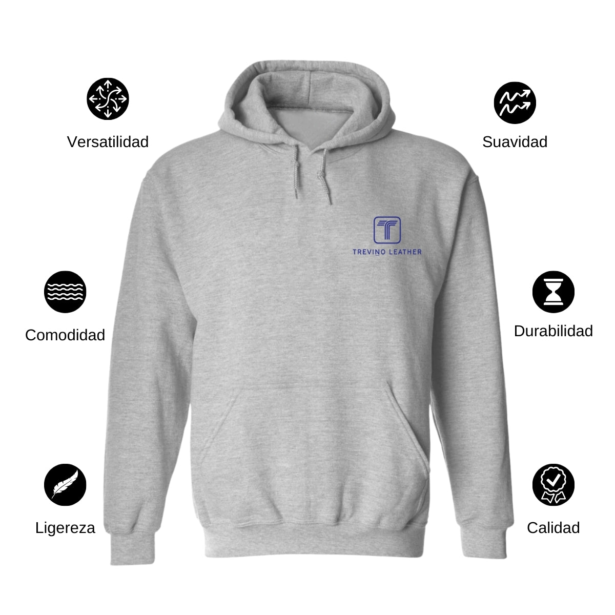 Sudadera c/Capucha Unisex Gris Personalizable Escudo