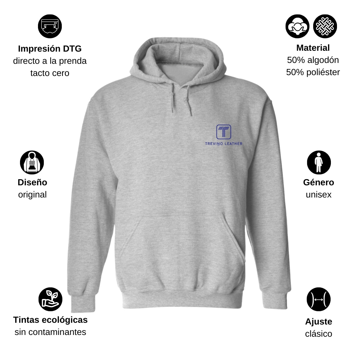 Sudadera c/Capucha Unisex Gris Personalizable Escudo