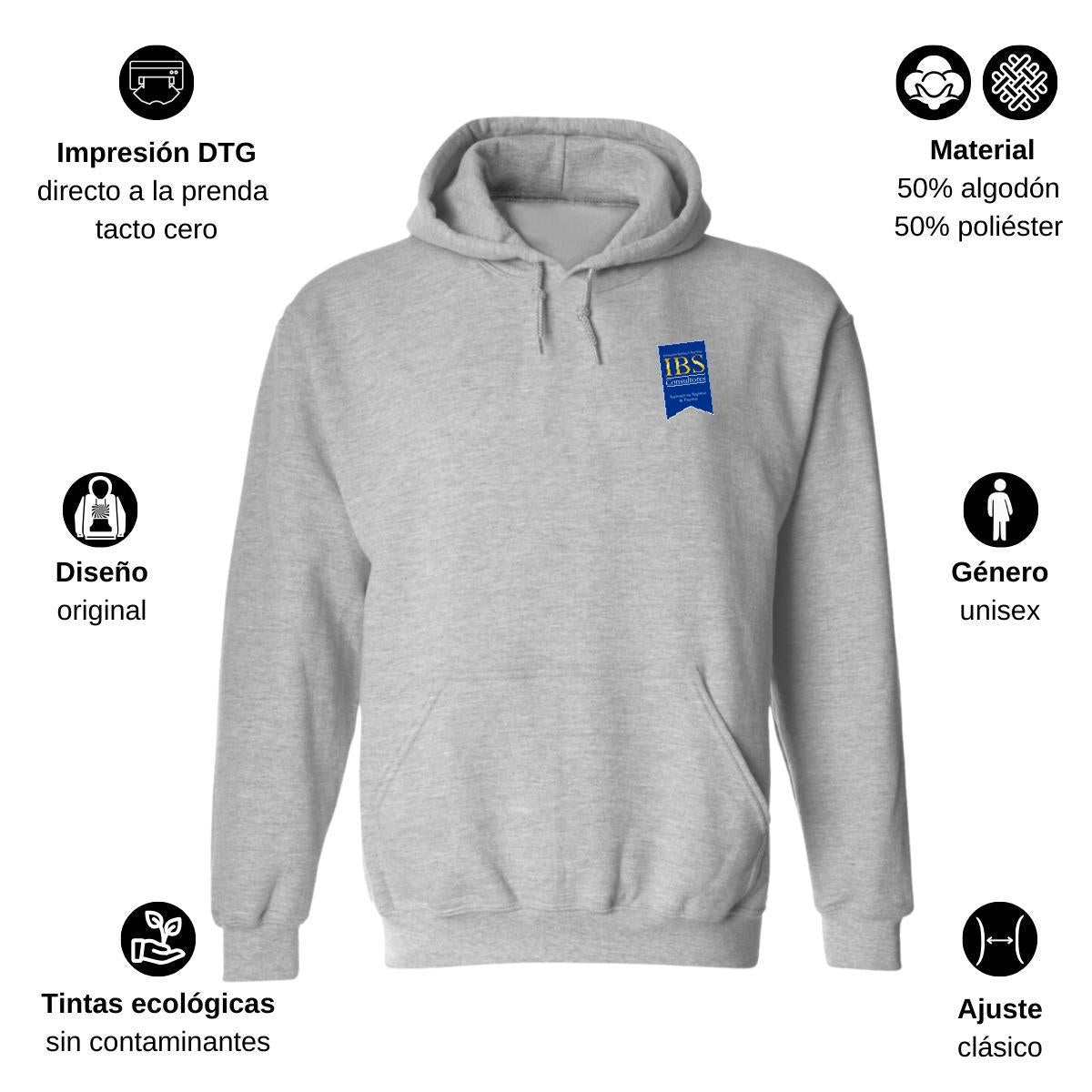 Sudadera c/Capucha Unisex Gris Personalizable Escudo