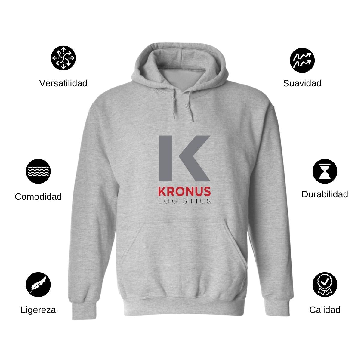 Sudadera c/Capucha Unisex Gris Personalizable Logo