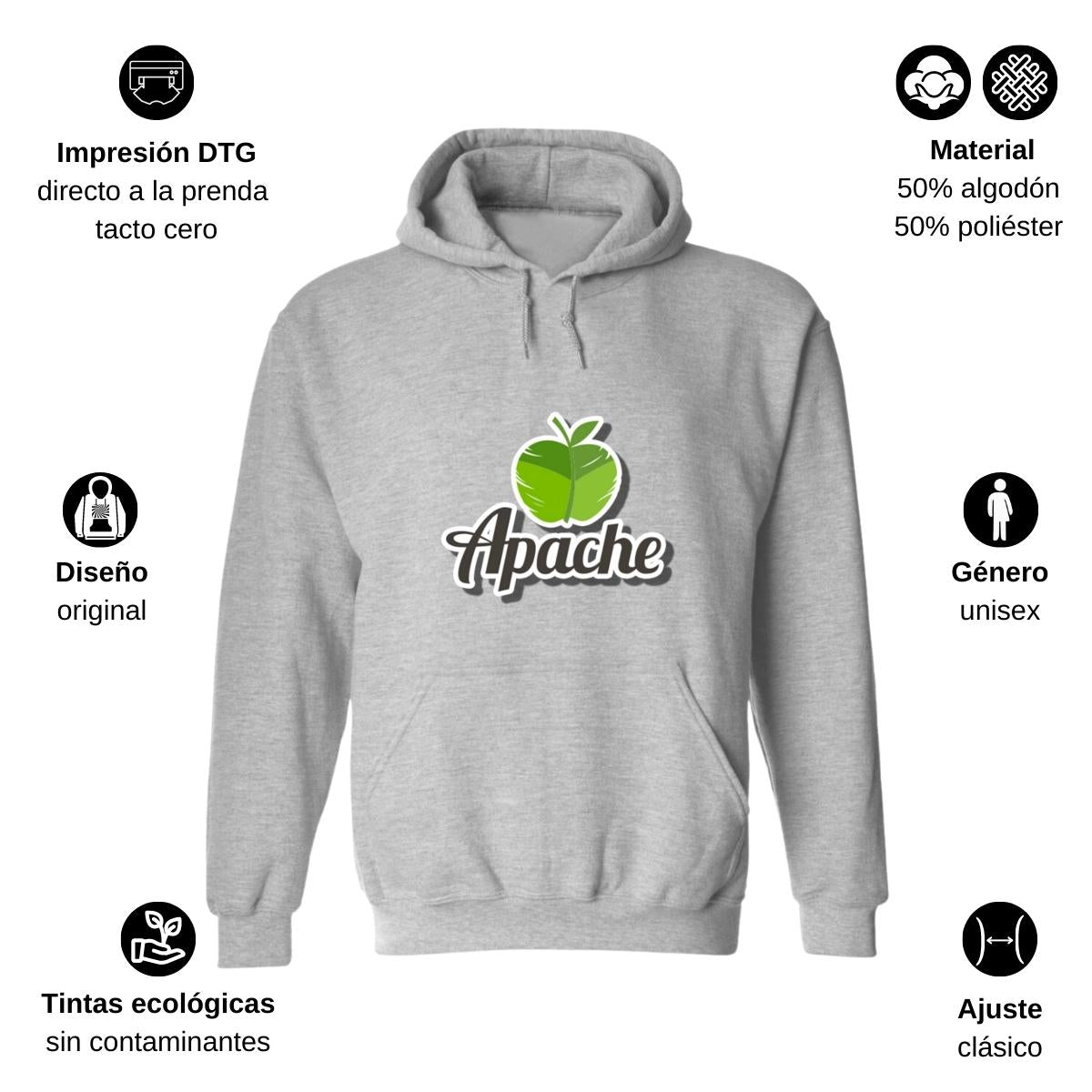 Sudadera c/Capucha Unisex Gris Personalizable Logo