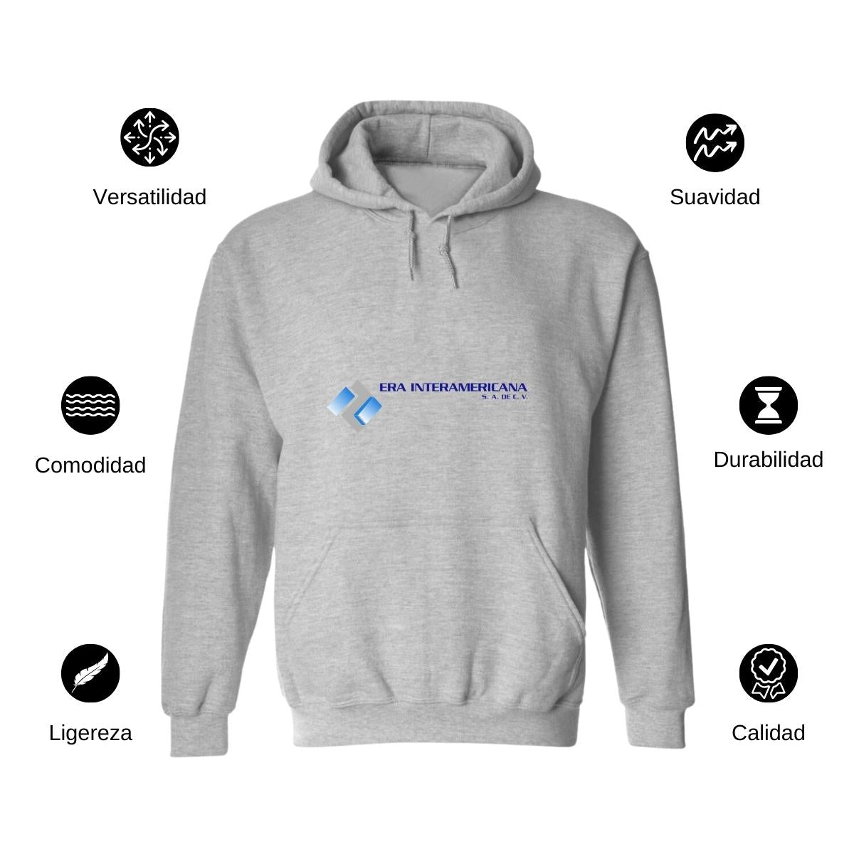 Sudadera c/Capucha Unisex Gris Personalizable Logo