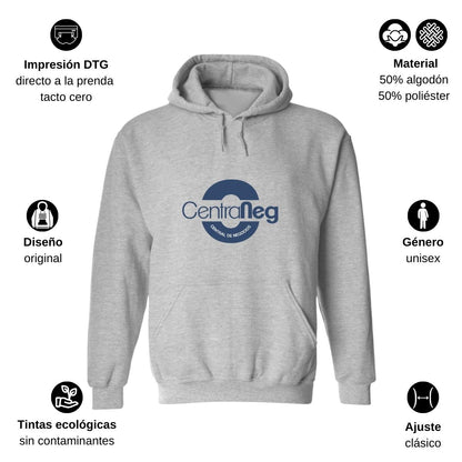 Sudadera c/Capucha Unisex Gris Personalizable Logo