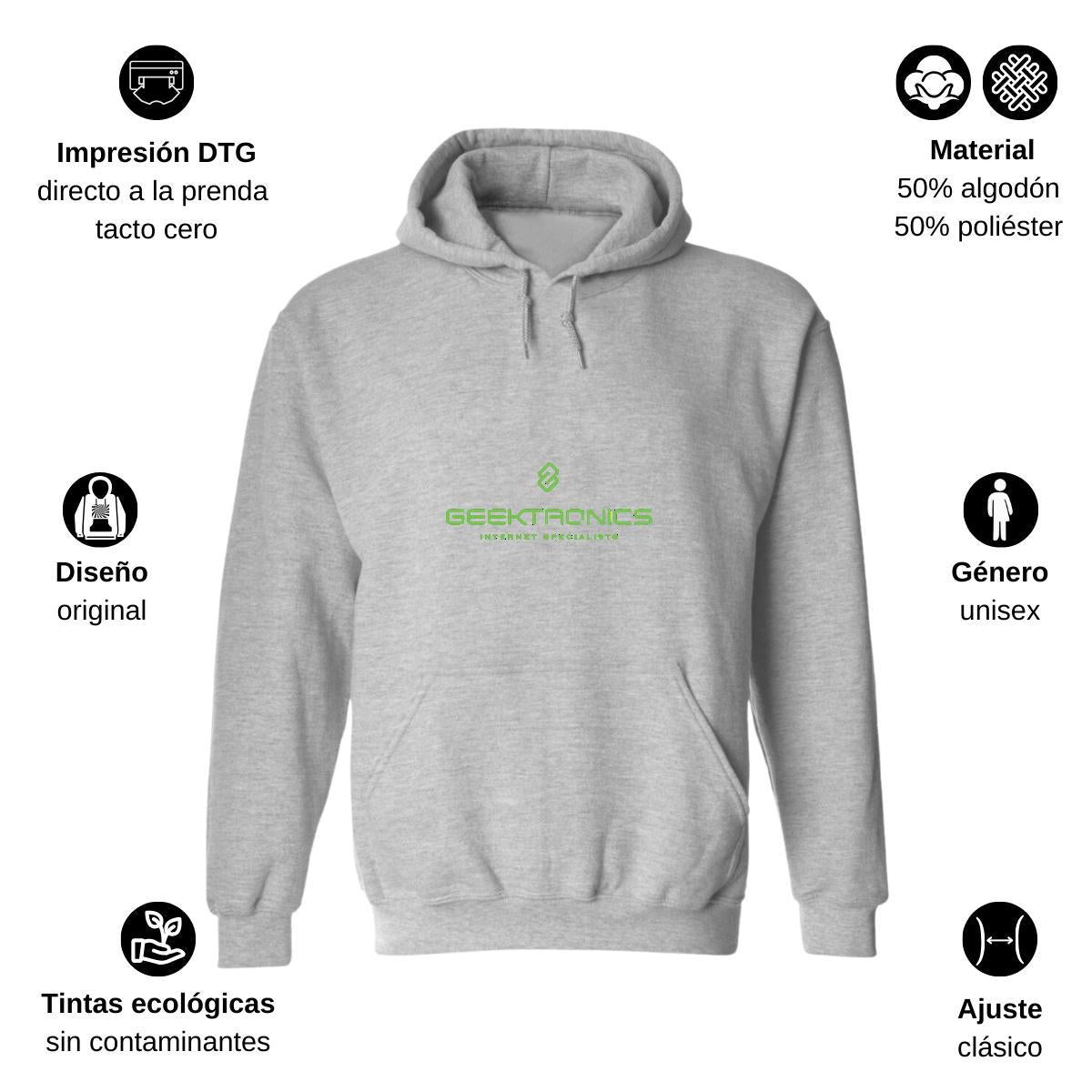 Sudadera c/Capucha Unisex Gris Personalizable Logo