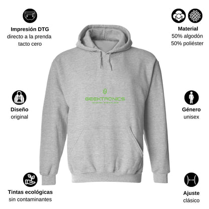 Sudadera c/Capucha Unisex Gris Personalizable Logo