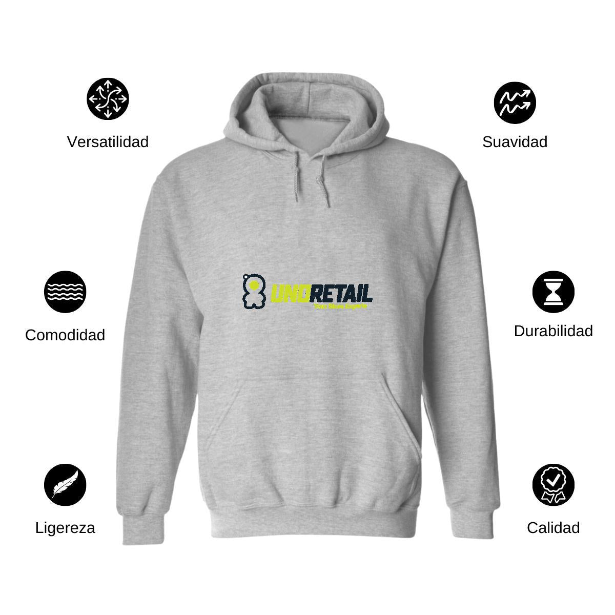 Sudadera c/Capucha Unisex Gris Personalizable Logo