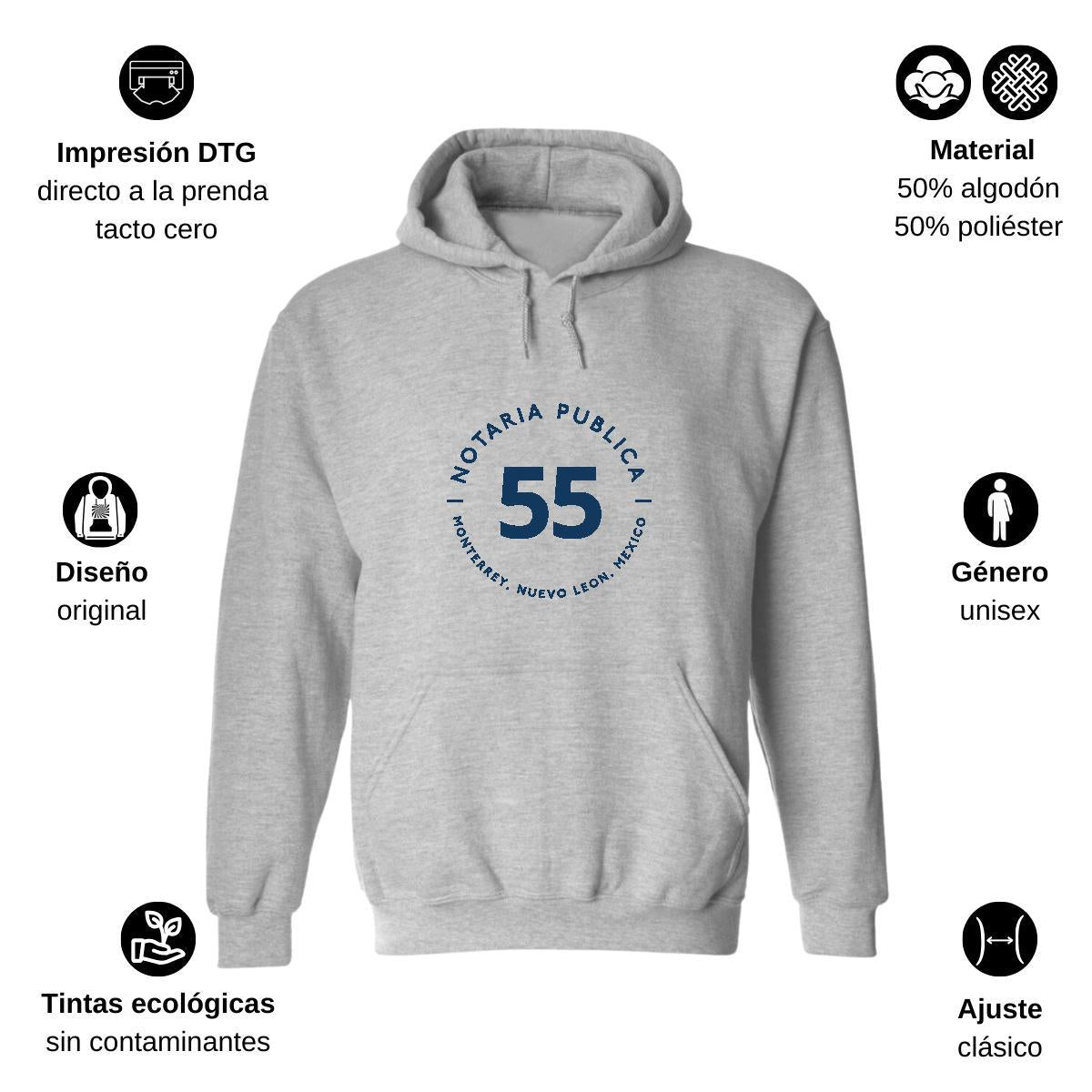 Sudadera c/Capucha Unisex Gris Personalizable Logo