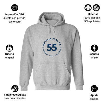 Sudadera c/Capucha Unisex Gris Personalizable Logo
