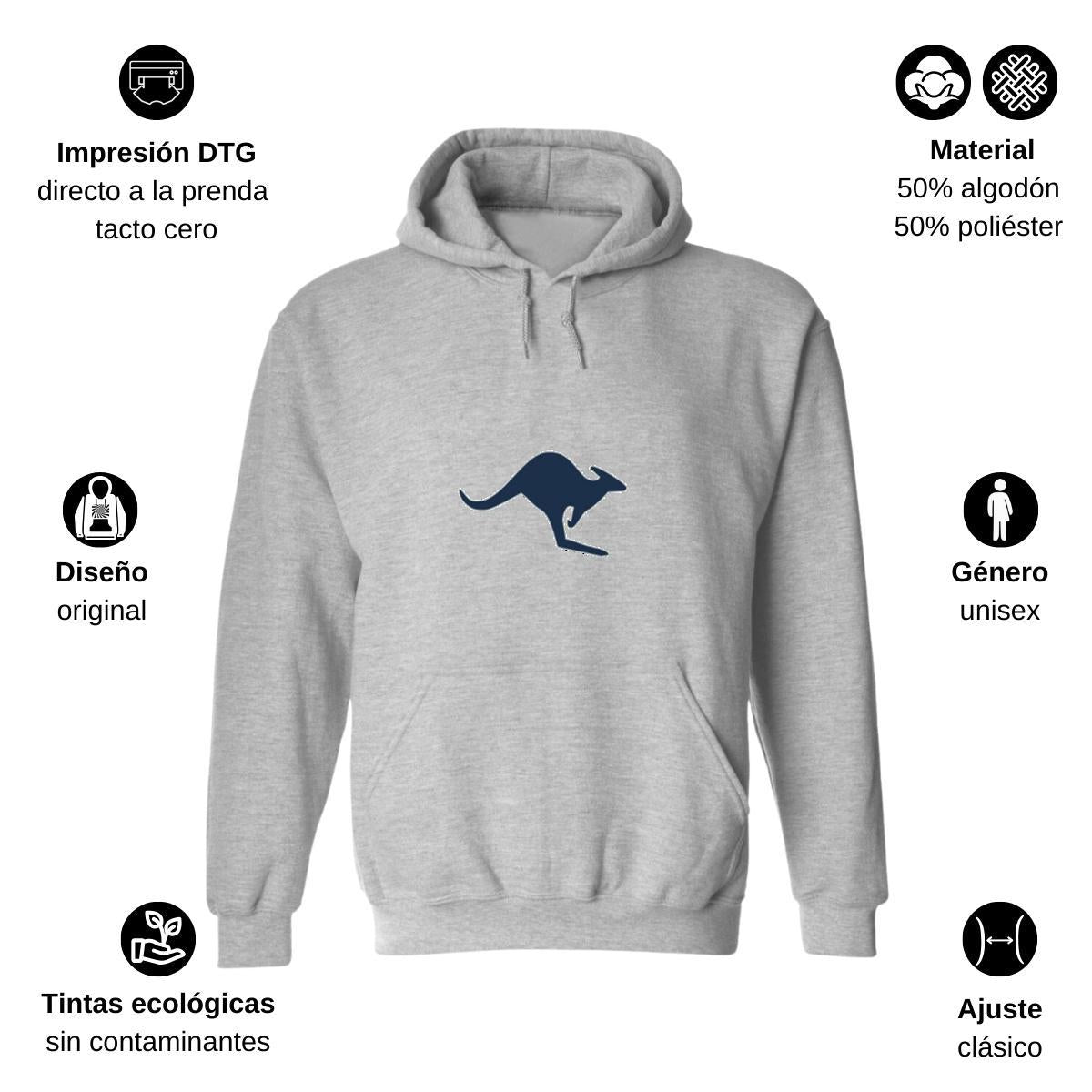 Sudadera c/Capucha Unisex Gris Personalizable Logo
