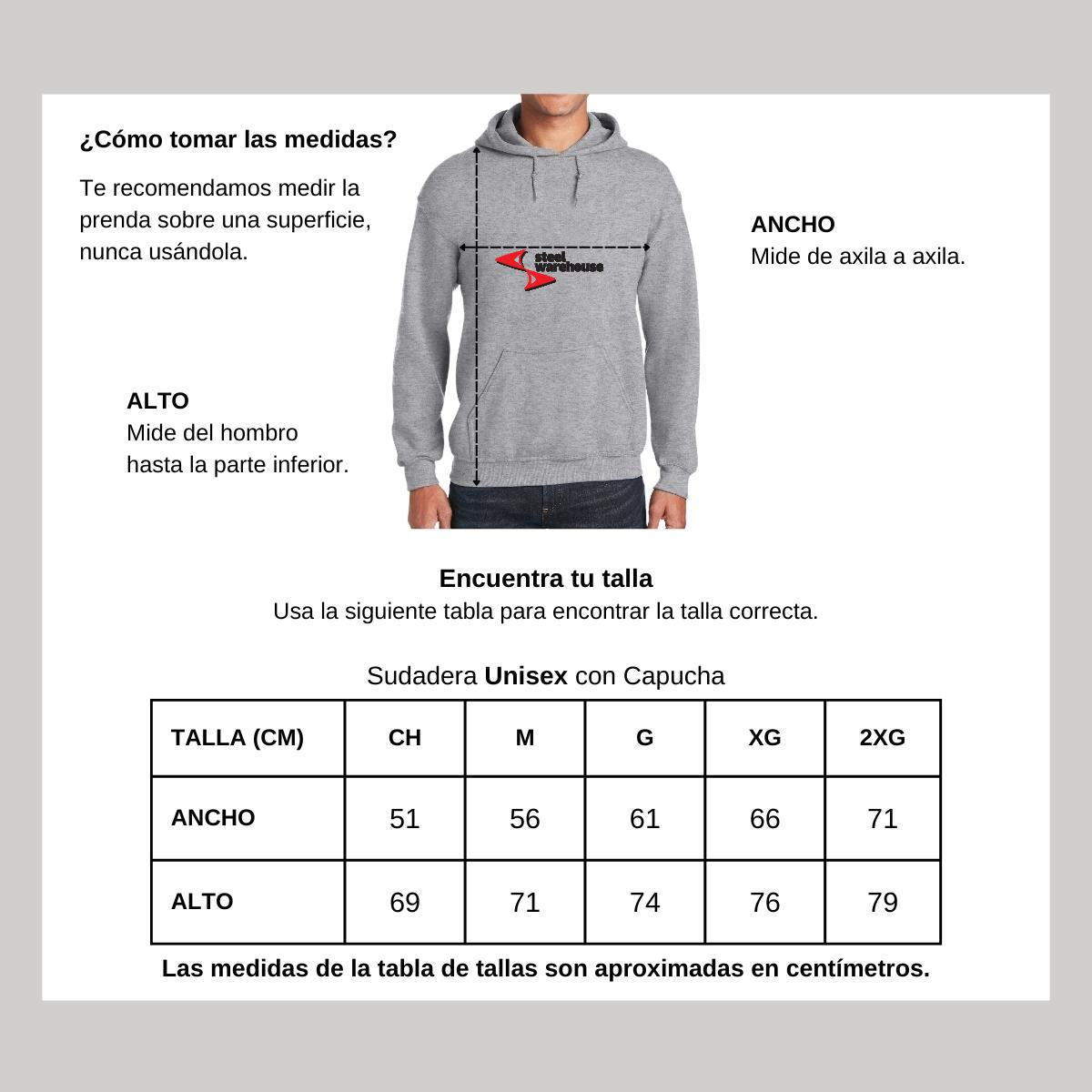 Sudadera c/Capucha Unisex Gris Personalizable Logo