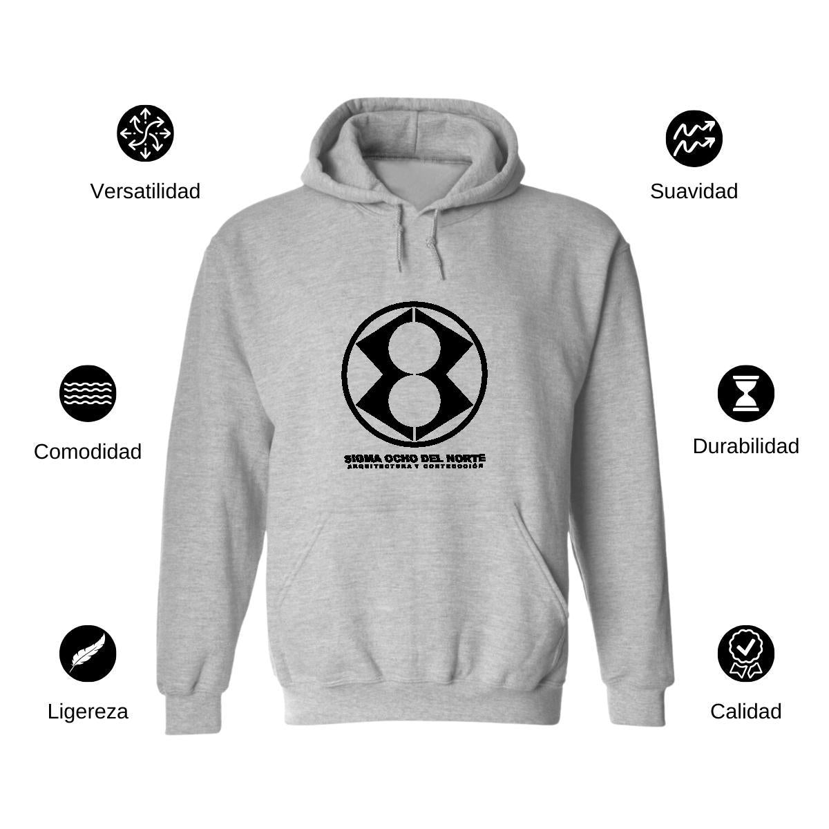 Sudadera c/Capucha Unisex Gris Personalizable Logo