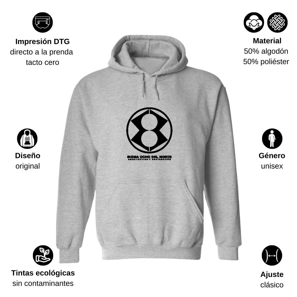 Sudadera c/Capucha Unisex Gris Personalizable Logo