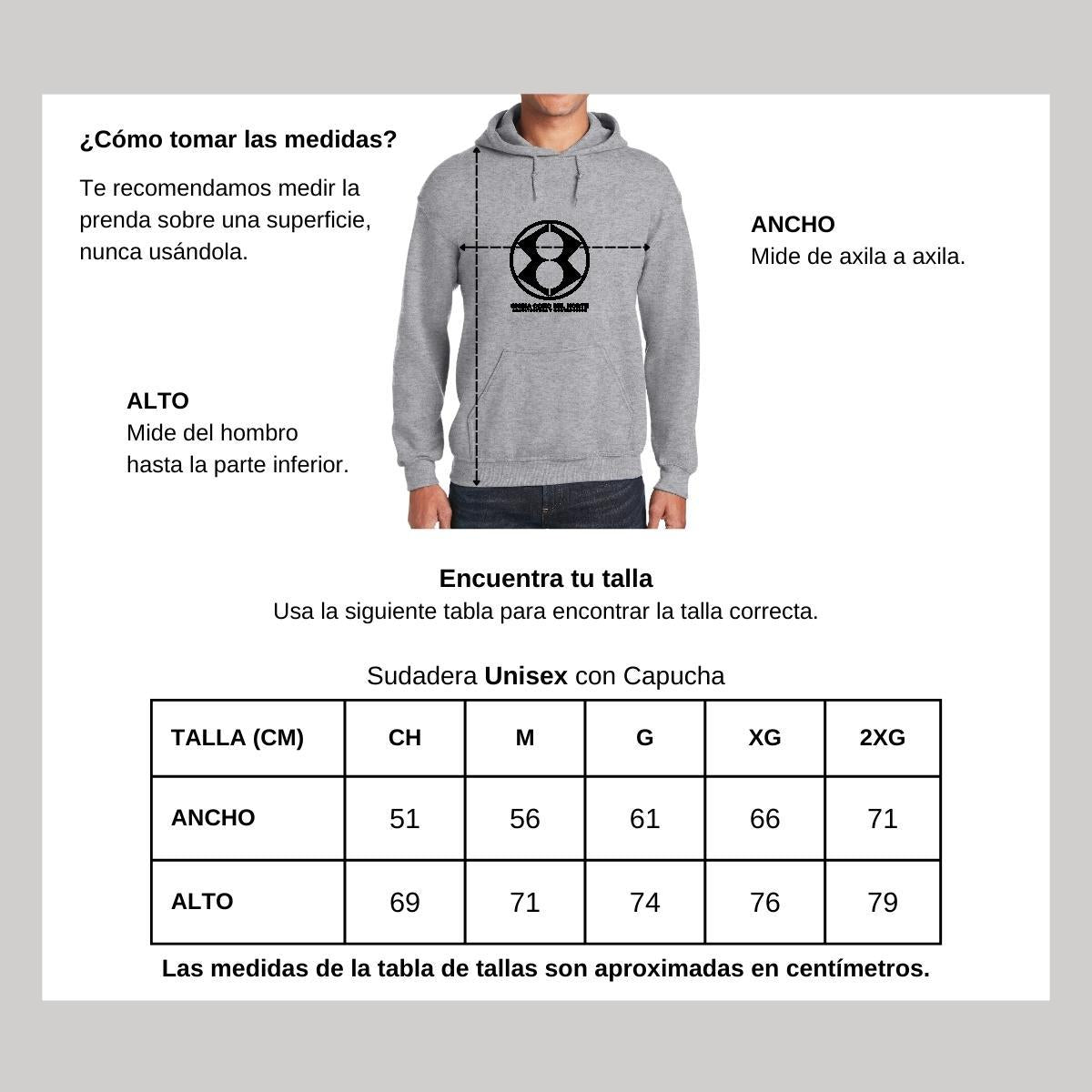 Sudadera c/Capucha Unisex Gris Personalizable Logo