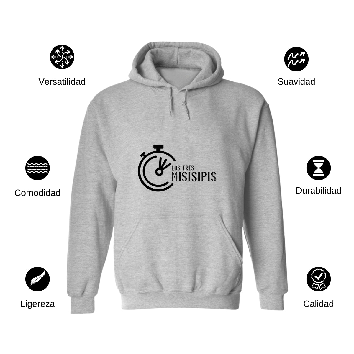 Sudadera c/Capucha Unisex Gris Personalizable Logo