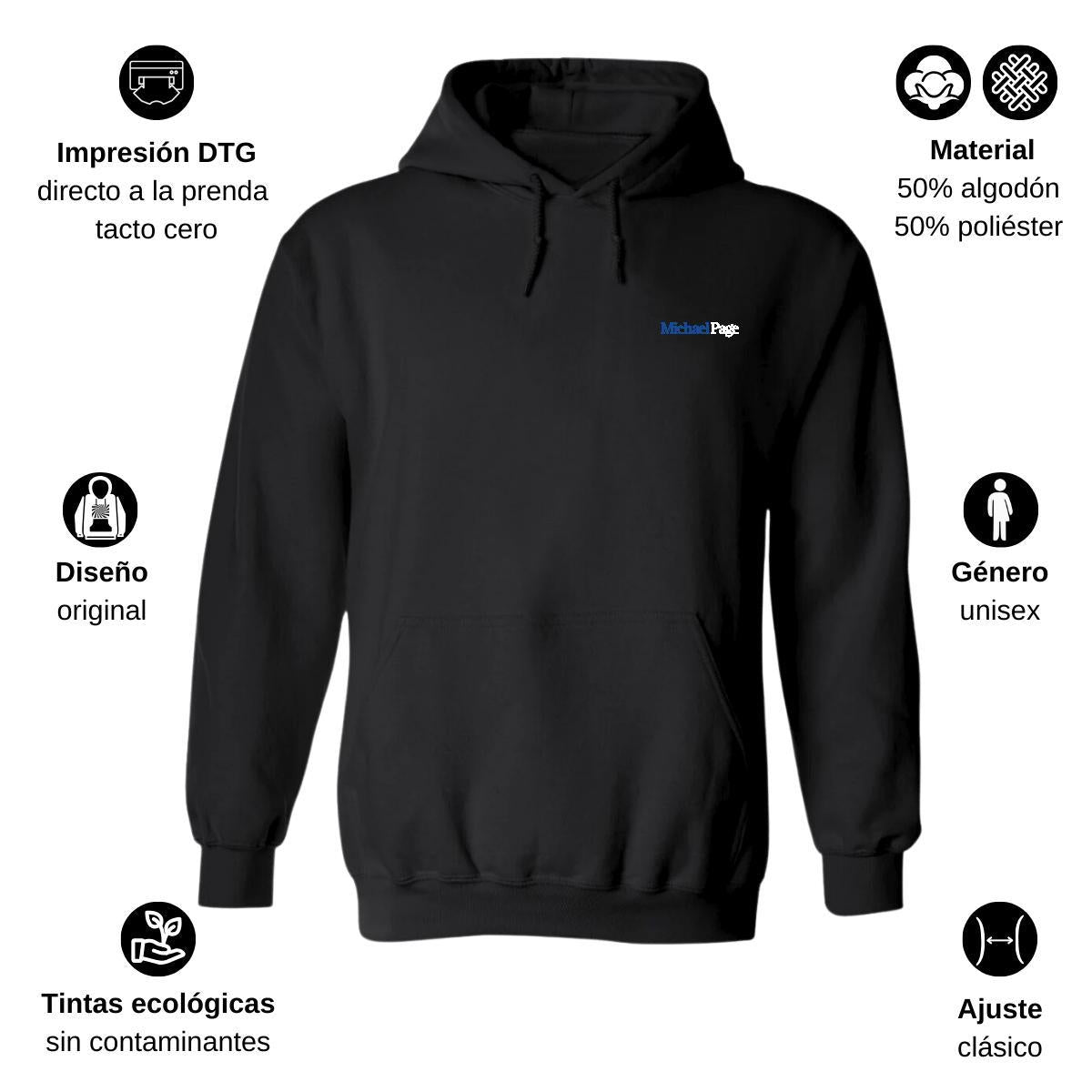 Sudadera c/Capucha Unisex Negro Personalizable Escudo