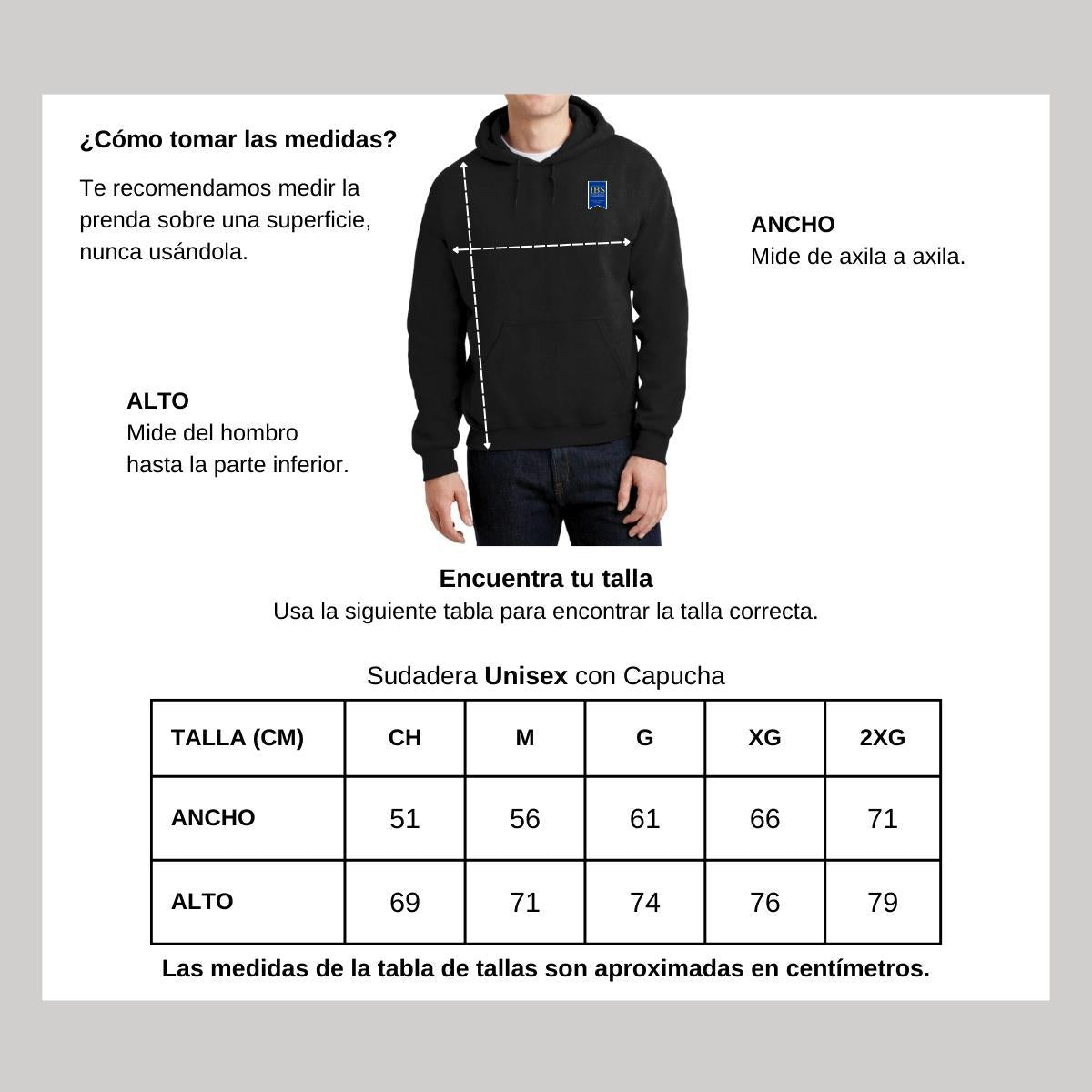 Sudadera c/Capucha Unisex Negro Personalizable Escudo