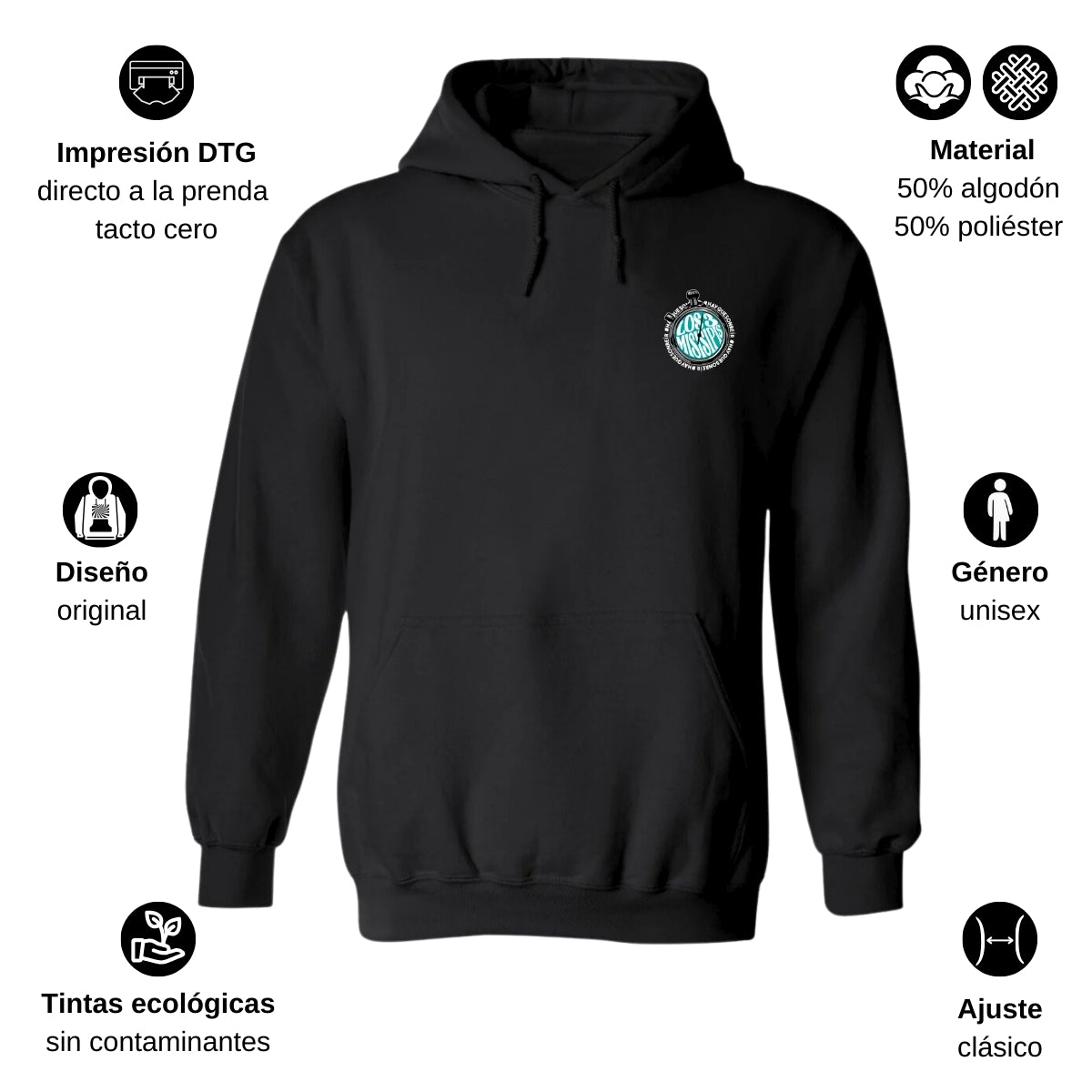 Sudadera c/Capucha Unisex Negro Personalizable Escudo Ya No Quiero Echarle Ganas