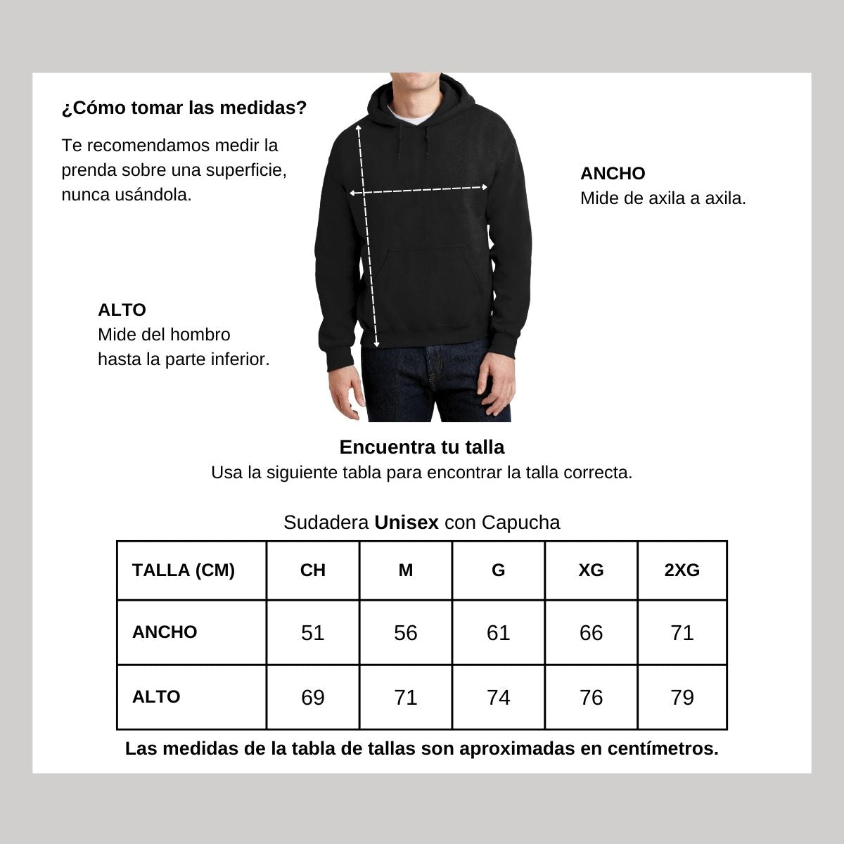 Sudadera c/Capucha Unisex Negro Personalizable Logo
