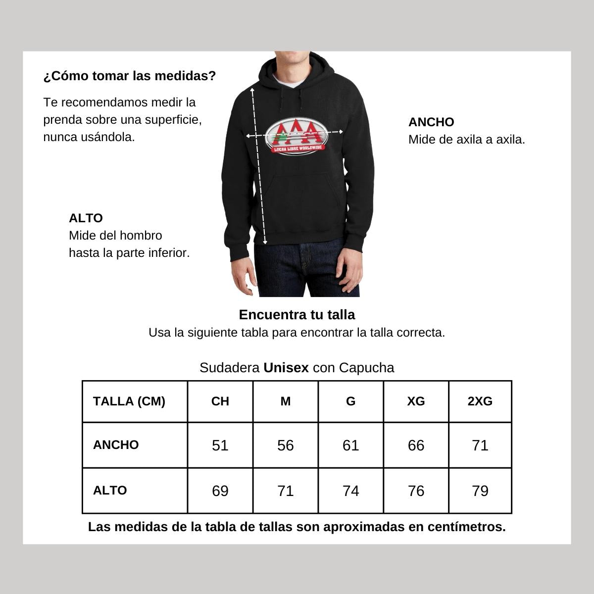 Sudadera c/Capucha Unisex Negro Personalizable Logo
