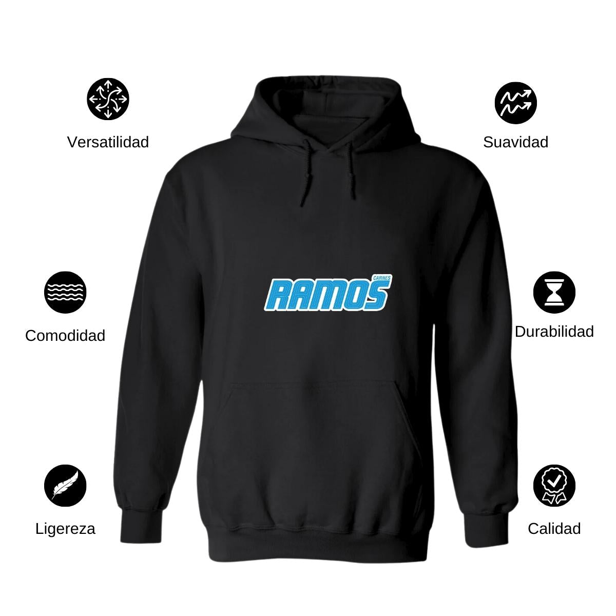 Sudadera c/Capucha Unisex Negro Personalizable Logo