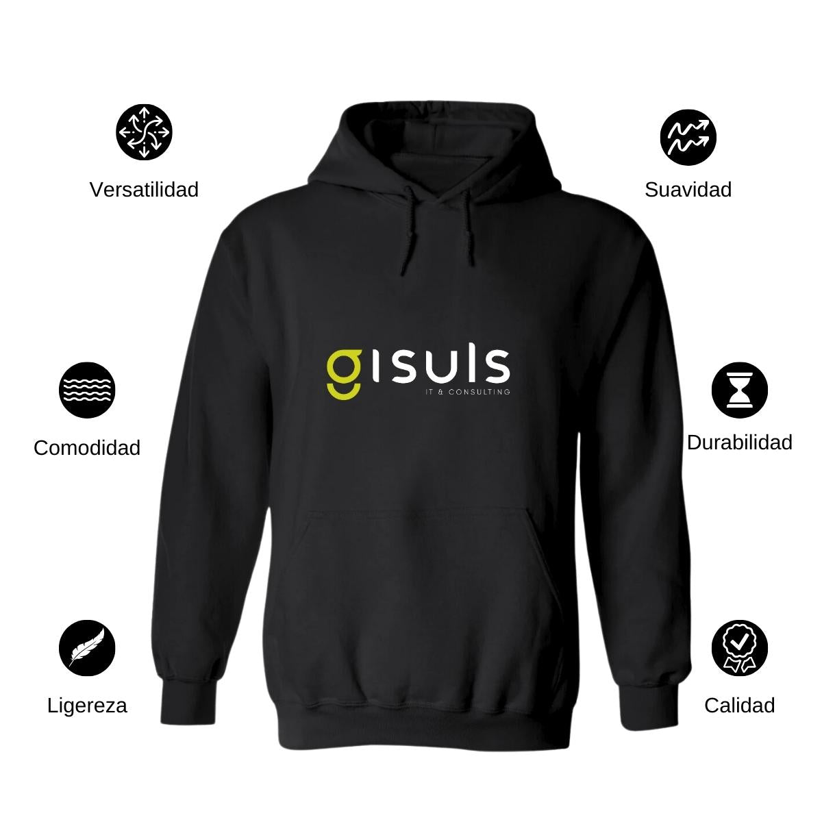 Sudadera c/Capucha Unisex Negro Personalizable Logo