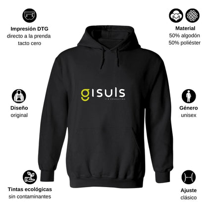 Sudadera c/Capucha Unisex Negro Personalizable Logo