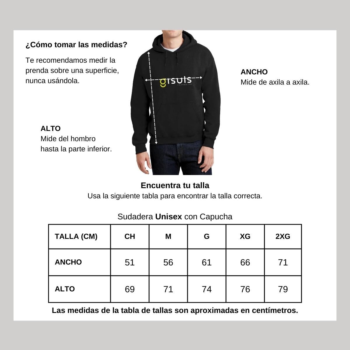 Sudadera c/Capucha Unisex Negro Personalizable Logo