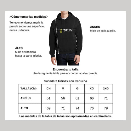 Sudadera c/Capucha Unisex Negro Personalizable Logo