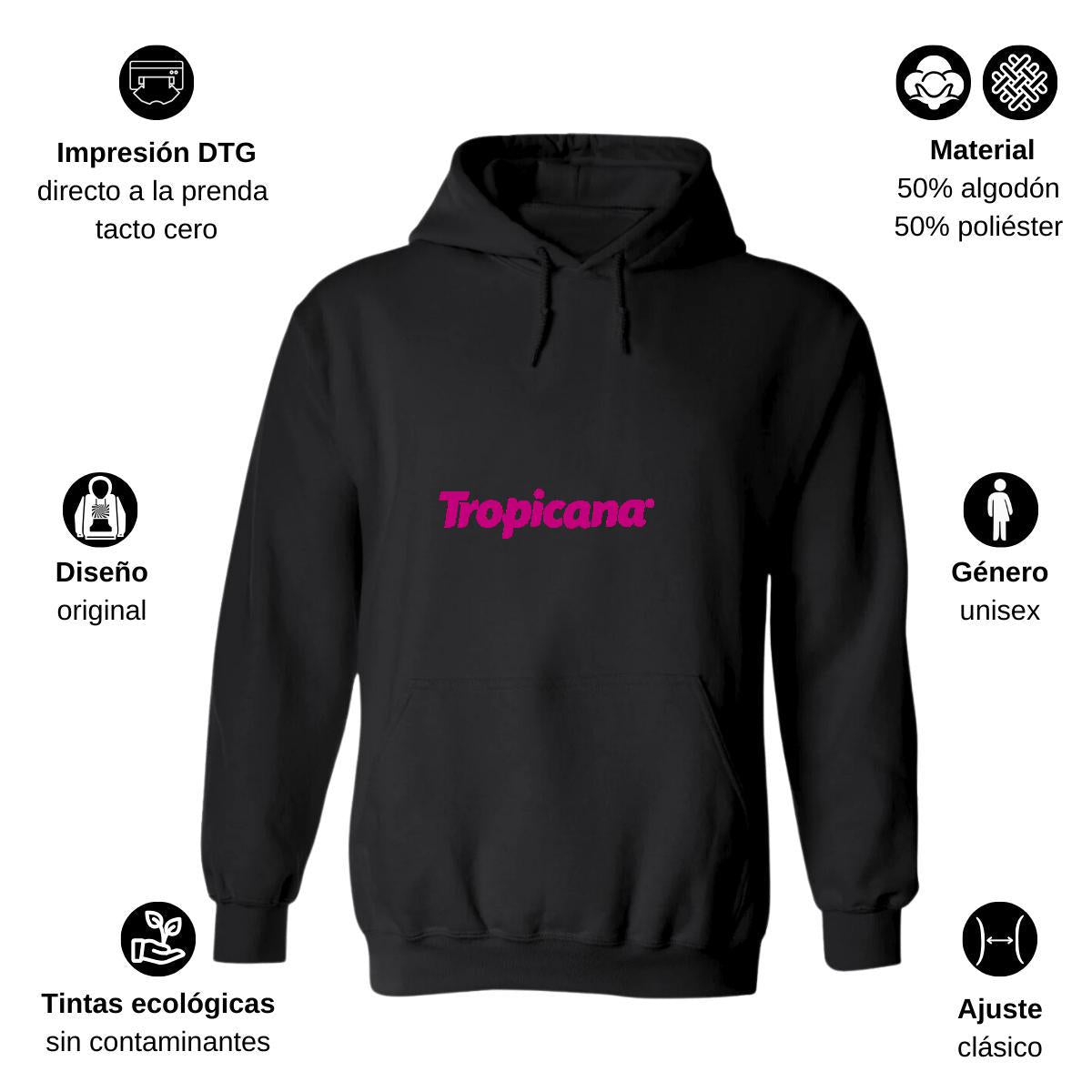 Sudadera c/Capucha Unisex Negro Personalizable Logo