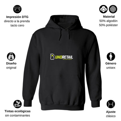 Sudadera c/Capucha Unisex Negro Personalizable Logo