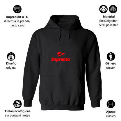 Sudadera c/Capucha Unisex Negro Personalizable Logo
