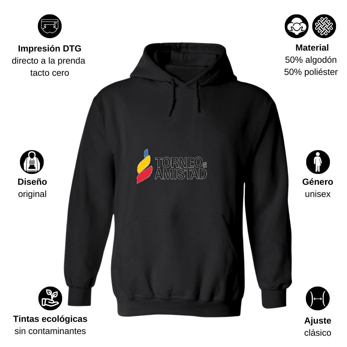 Sudadera c/Capucha Unisex Negro Personalizable Logo