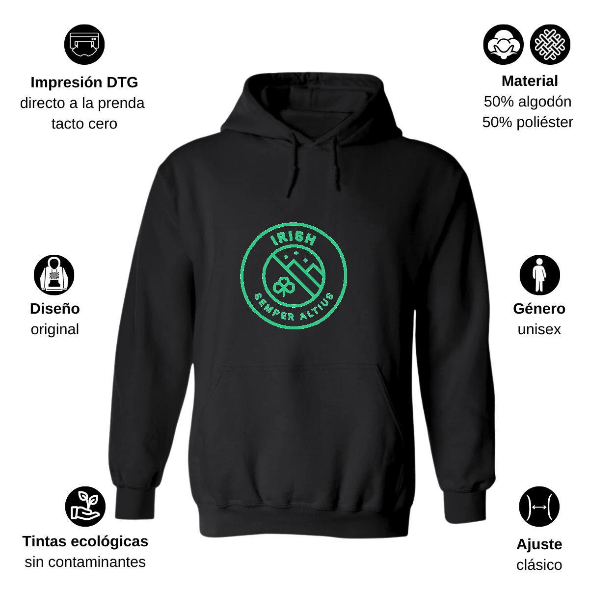 Sudadera c/Capucha Unisex Negro Personalizable Logo